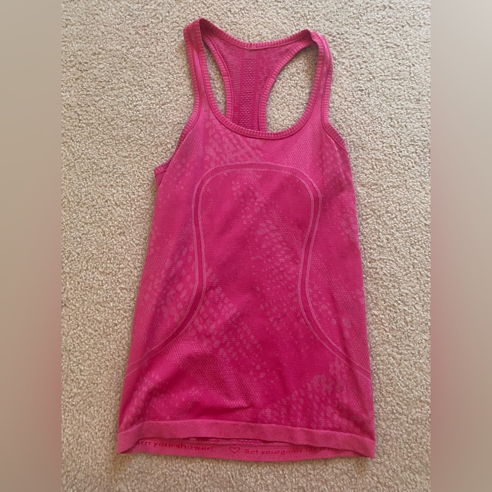 Size 6 Pink Lululemon swiftly tech tank top